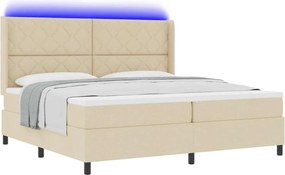 vidaXL LED Κρεβάτι με βάθρο με κεφαλάρι Κρεμ 200 x 200 cm ύφασμα