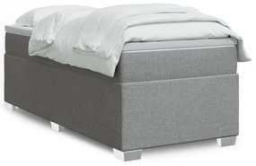 vidaXL Κρεβάτι Boxspring με Στρώμα Ανοιχτό Γκρι 90x200 εκ. Υφασμάτινο