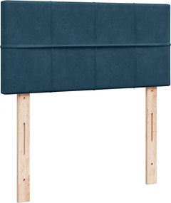 vidaXL Κρεβάτι Boxspring με Στρώμα Μπλε 90x200 εκ. Βελούδινο
