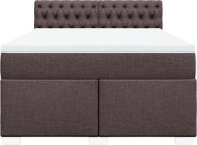 vidaXL Κρεβάτι Boxspring με Στρώμα Σκούρο Καφέ 140x200 εκ Υφασμάτινο