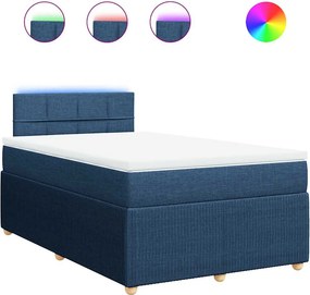 vidaXL Κρεβάτι Boxspring με Στρώμα Μπλε 120x190 εκ. Υφασμάτινο