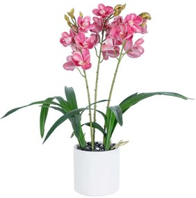 Τεχνητό Φυτό Cherry Cumbidium 21402 Φ34x60cm Fuchsia GloboStar Πηλός,Ύφασμα