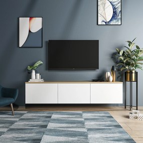 Έπιπλο Τηλεόρασης Λευκό / Δρυς GREFE 160x32x35