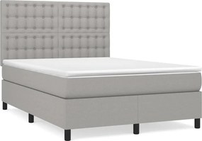 vidaXL Κρεβάτι Boxspring με Στρώμα Ανοιχτό Γκρι 140x200 εκ. Υφασμάτινο