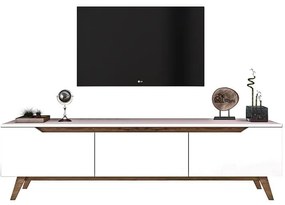 Έπιπλο τηλεόρασης Kasandra λευκό-καρυδί 180x35x48,5εκ 180x35x48.5 εκ.