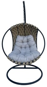 Intrahome Κούνια φωλιά με βάση Makito Intrahome μέταλλο μαύρο-pvc σε μπεζ- γκρι απόχρωση 100x105x195εκ | SKU: INTRAPA-479111114