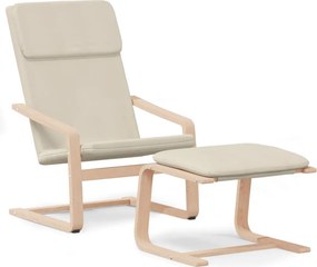 vidaXL Πολυθρόνα Relax Κρεμ Υφασμάτινη με Υποπόδιο