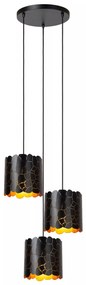 Φωτιστικό Κρεμαστό Lucide 21434-13-30 ALMELO Μαύρο Ματ (Black Mat)|Χρυσό Χρώμα (Gold Coloured)