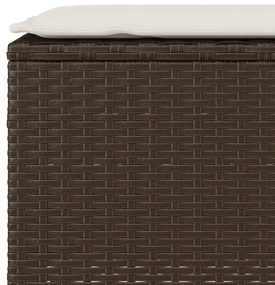 Πάγκος κήπου με μαξιλάρι γκρι 110x30x40,5 cm Poly Rattan - Γκρι