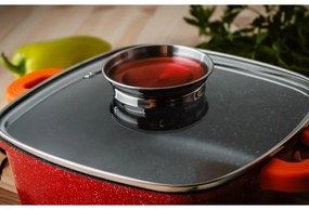 Κατσαρόλα με ειδική βαλβίδα σταδιακής έκχυσης υγρών Voltz V54323B28A, επίστρωση γρανίτη, 6,5l, 28 cm, Επαγωγή, Κόκκινο