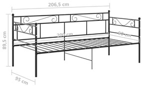 ΠΛΑΙΣΙΟ ΓΙΑ ΚΑΝΑΠΕ - ΚΡΕΒΑΤΙ ΜΑΥΡΟ 90 X 200 ΕΚ. ΜΕΤΑΛΛΙΚΟ 324767