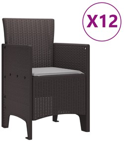 vidaXL 13 Τεμάχια Σετ Τραπεζαρίας Κήπου με Μαξιλάρια Καφέ Πολυρατάν