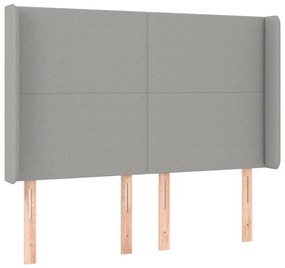 vidaXL Κρεβάτι Boxspring με Στρώμα &amp; LED Αν.Γκρι 140x190εκ. Υφασμάτινο