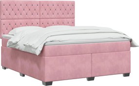 vidaXL Κρεβάτι box spring με στρώμα Ροζ 140 x 200 cm Βελούδο