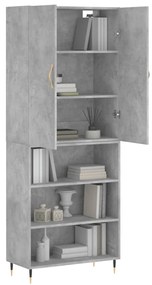 vidaXL Ντουλάπι Γκρι Σκυροδέματος 69,5x34x180 εκ. Επεξεργασμένο Ξύλο