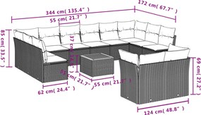 vidaXL Σετ Καναπέ Κήπου 13τεμ Μπεζ Συνθ. Ρατάν με Μαξιλάρια