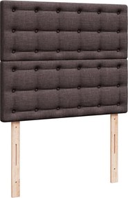 vidaXL Κρεβάτι Boxspring με Στρώμα Σκούρο Καφέ 120x200 εκ. Υφασμάτινο