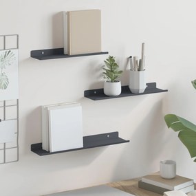 vidaXL Πλωτό ράφι Επιτοίχιο 3 pcs Ανθρακί 40 x 9 x 2,5 εκ Ατσάλι