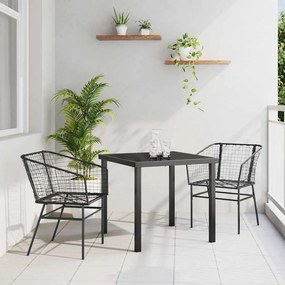 vidaXL Σετ Τραπεζαρίας Κήπου  3 Τεμαχίων με Μαύρες Πολυθρόνες Πολυ-Ράφινες