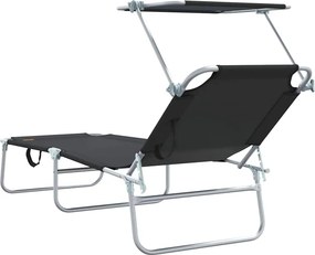 vidaXL Ξαπλώστρα 2 pcs Μαύρο 58 x 188 x 77 εκ. Πολυεστέρας