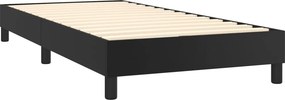 vidaXL Κρεβάτι Boxspring με Στρώμα &amp; LED Μαύρο 90x190 εκ. Συνθ. Δέρμα