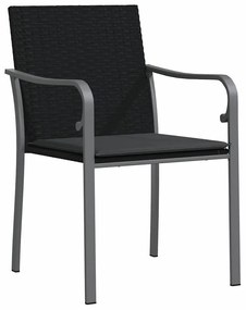 vidaXL Σέτ φαγητού για κήπο 7 pcs Μαύρο Πολυ ράταν
