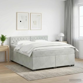 vidaXL Κρεβάτι Box Spring με Στρώμα και LED Ανοιχτό γκρι 180 x 200 cm