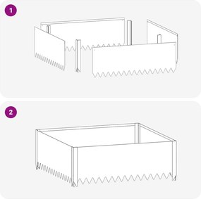 vidaXL Περίγραμμα γκαζόν 100 x 100 x 35 cm Ατσάλι Ασημί