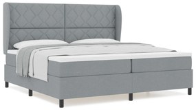 vidaXL Κρεβάτι Box Spring με Στρώμα - Ανοιχτό γκρι, 200x200 εκ. Ύφασμα
