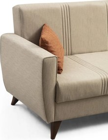 Γωνιακός Καναπές Κρεβάτι Μπεζ SIDAL 130x218x86