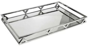 Διακοσμητικός Δίσκος Με Καθρέπτη MR19353 41x26cm Silver Espiel Steel,Glass