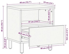 Ντουλάπια κρεβατιού 2 τεμάχια Μαύρο 40x33x46 cm - Μαύρο