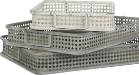 Σετ Δίσκων DKD Home Decor 53 x 38 x 8 cm Μέταλλο Πολύχρωμο (3 Μονάδες)