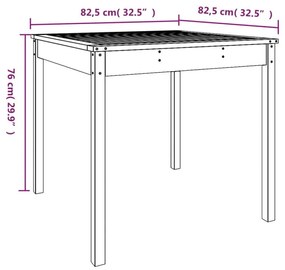 Τραπέζι Κήπου Μελί 82,5 x 82,5 x 76 εκ. από Μασίφ Ξύλο Πεύκου - Καφέ