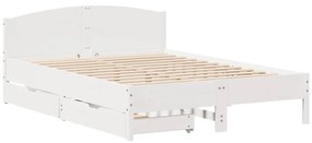 vidaXL Σκελετός Κρεβ. Χωρίς Στρώμα Λευκό 140x190 εκ Μασίφ Πεύκο