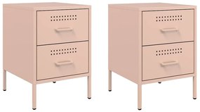 vidaXL Κομοδίνα 2 τεμ. Ροζ 36x39x50,5 εκ. από Χάλυβα
