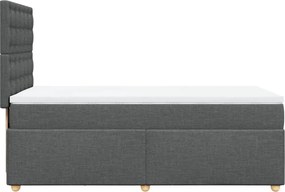vidaXL Κρεβάτι Boxspring με Στρώμα Σκούρο Γκρι 90x190 εκ. Υφασμάτινο
