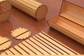 Intra απο ξύλο plywood 3mm-4mm πάχος Κουτί δώρου 2 μεγεθών Εγκύκλιος | Δίασταση 3x3 cm INTRAFABR-78952840