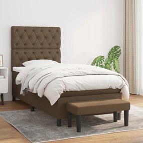 vidaXL Κρεβάτι Boxspring με Στρώμα Σκούρο Καφέ 80x200 εκ. Υφασμάτινο