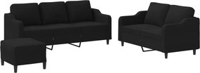 vidaXL Πολυθρόνες Σετ 3 Τεμαχίων Μαύρες από Ύφασμα με Μαξιλάρια
