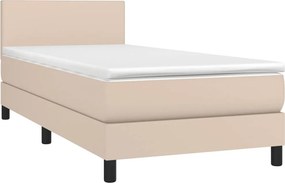 vidaXL Κρεβάτι Boxspring με Στρώμα Καπουτσίνο 100x200εκ.από Συνθ.Δέρμα
