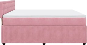 vidaXL Κρεβάτι Boxspring με Στρώμα Ροζ 200x200 εκ. Βελούδινο