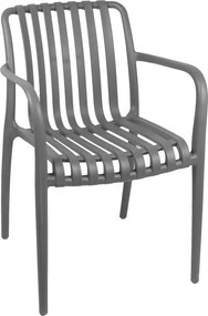 Πολυθρόνα Zoi pakoworld pp σε ανθρακί απόχρωση 58.5x54x80εκ