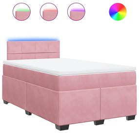 vidaXL Κρεβάτι Boxspring με Στρώμα Ροζ 120x190 εκ. Βελούδινο