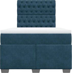 vidaXL Κρεβάτι Boxspring με Στρώμα Μπλε 120x200 εκ. Βελούδινο