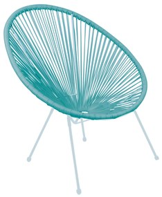 Πολυθρόνα ACAPULCO Μεταλλική Άσπρη, Plastic Rattan Μπλε 74x80x84cm