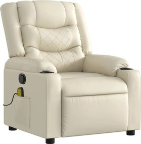vidaXL Πολυθρόνα Μασάζ Ανακλινόμενη Κρεμ από Συνθετικό Δέρμα