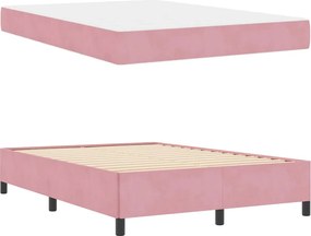 vidaXL Σκελετός Κρεβατιού με στρώμα Ροζ 140 x 190 cm ύφασμα