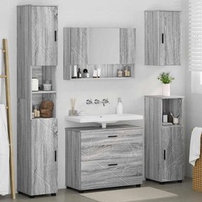 vidaXL Σετ Επίπλων Μπάνιου με ράφι 5 pcs Γκρι sonoma 30 x 35 x 192 εκ.