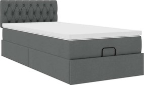 vidaXL Οθωμανικό κρεβάτι με στρώμα σκούρο γκρι 90x190cm ύφασμα
